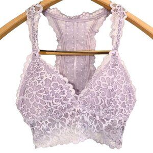 Aerie Lavender Highlands Lace Longline Racerback Bralette XS Removable Pads